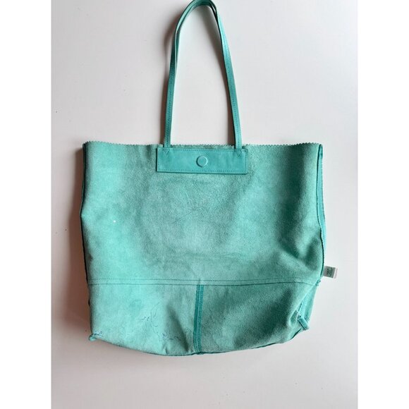 BANANA REPUBLIC x TRINA TURK Turquoise Leather Tote Bag Purse - Picture 12 of 16